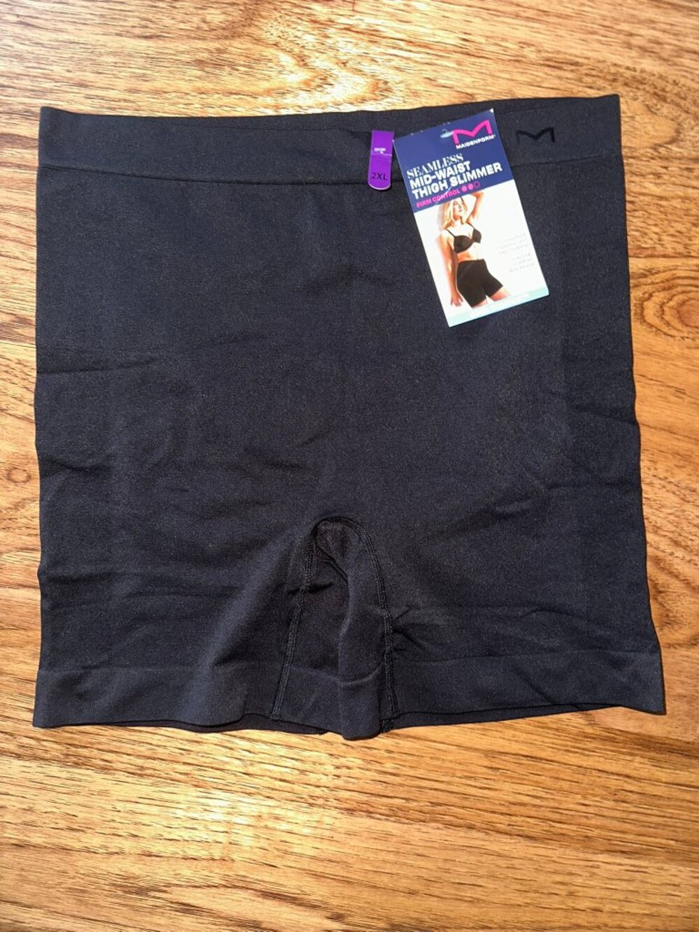 NWT Maidenform Seamless Mid-Waist Thigh Slimmer Firm Control 2XL DMS831 Black